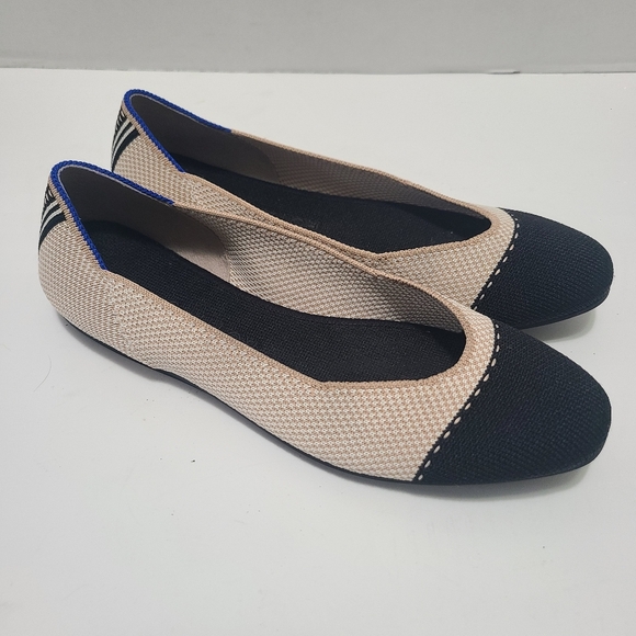 Rothy's Square Toe‎ Tuxedo Knit Woven Ballet Flats Size 7 - Picture 1 of 16